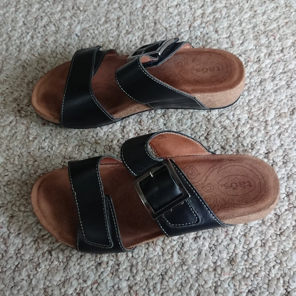 Taos My Dear Black Slide Sandals with Buckle size 6.5